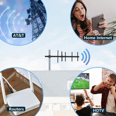 GSM Yagi Antenna 9dBi مكاسب عالية في الهواء الطلق 3G 4G Yagi Antenna الاستقطاب الرأسي / الأفقي لتعزيز إشارة الخلية