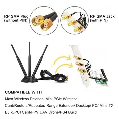 2.4G 5.8G ثنائي النطاق هوائي واي فاي عالي الكسب، هوائي أومني 8dBi لجهاز توجيه الواي فاي وبطاقة الشبكة اللاسلكية